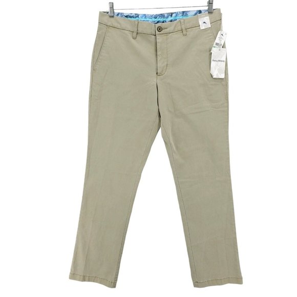 Tommy Bahama Pants Nwt Tommy Bahama Boracay Flat Front Pants Chino Khaki Color Stretch 34x32